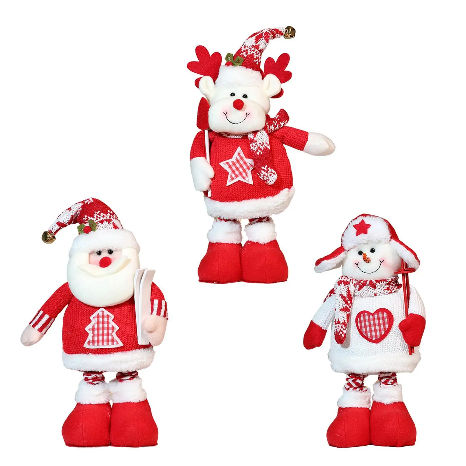 Stretchable Christmas Doll Creative Standing Christmas Doll with Retractable Legs for Window Bedroom Holiday Living Room Party