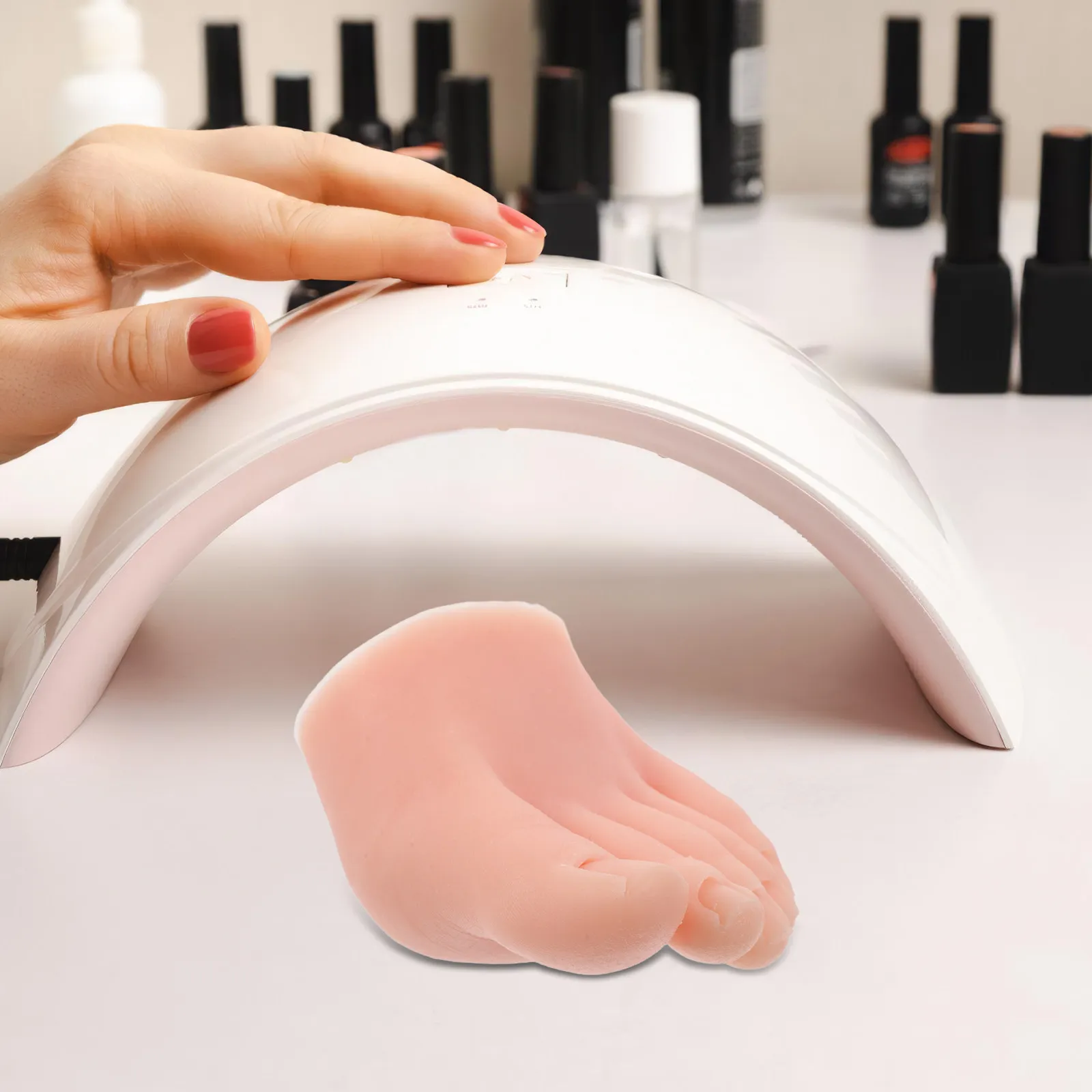 

Flexible Silicone Soft Nail Practice Foot Realistic Pedicure Manicure Tool Fake Left Foot for Acrylic Nail Tips Training