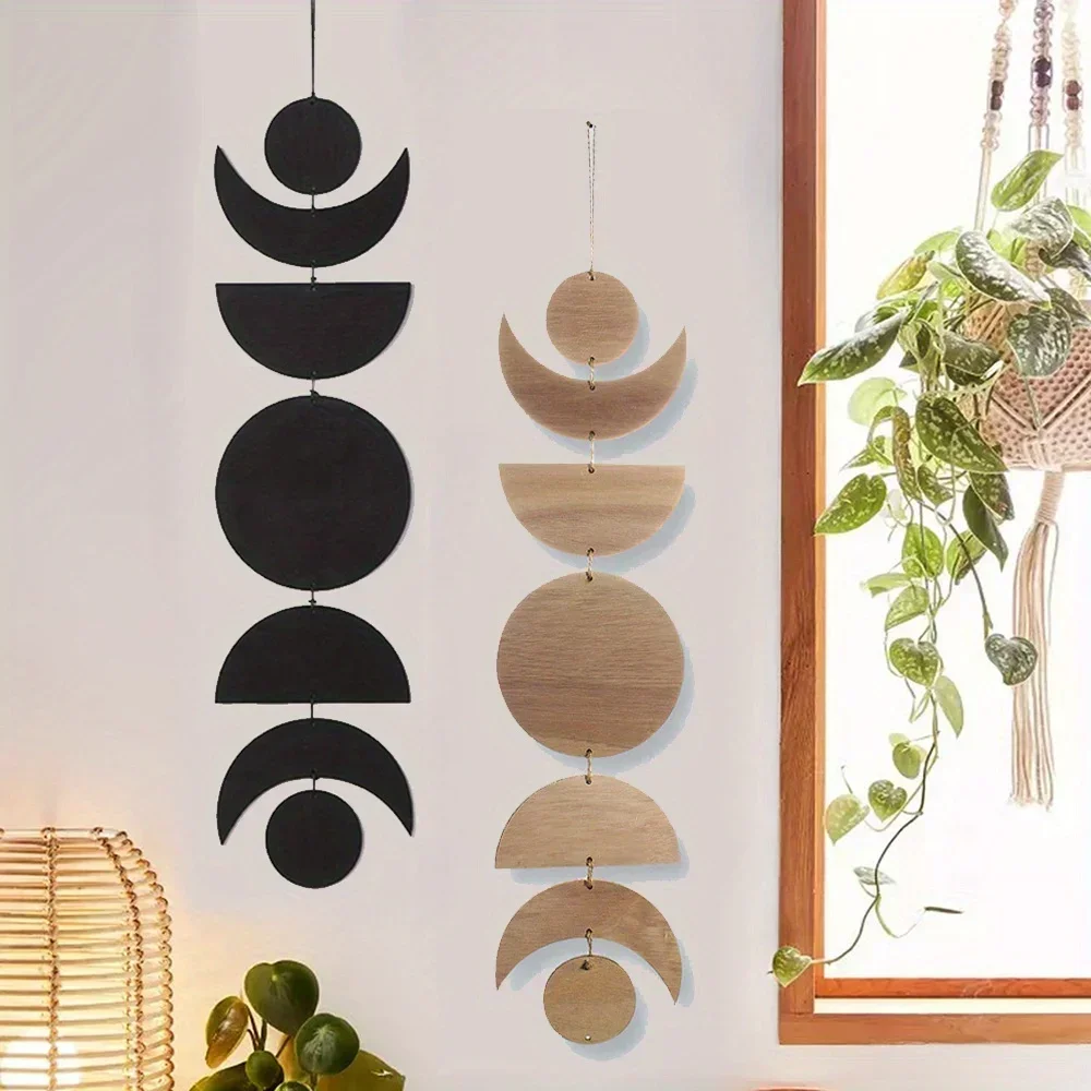 Wooden Hanging Pendant Wall Decor Home Decor Wooden Decor Pendant  Moon Pendant Bohemian Style