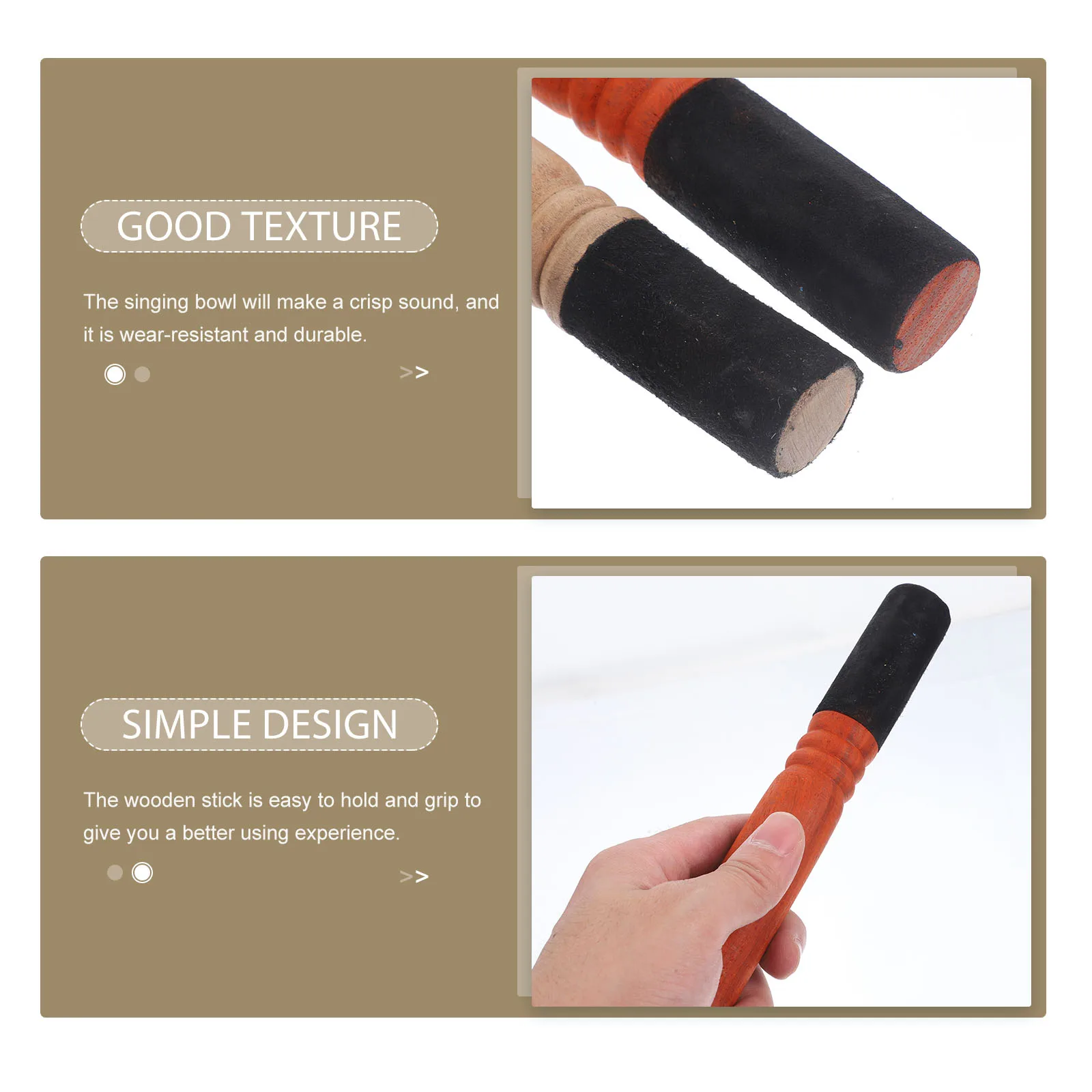 

2pcs Sound Bowl Accessory Wood Craft Mallet Durable Easy Clean Perfect Grip Bedroom Temple Yoga Studio Meditation Room Hotel
