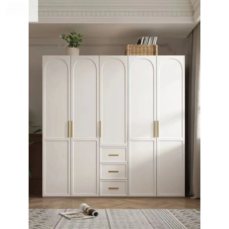 

French light luxury wardrobe household bedroom modern minimalist cream style small apartment storage locker