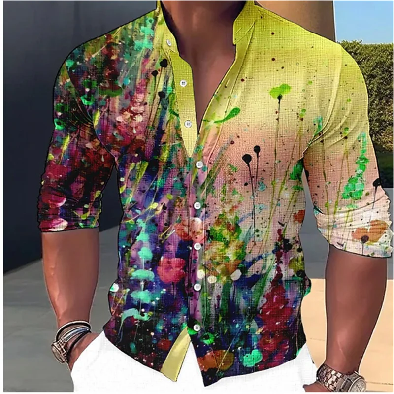 Camisa con cuello levantado para hombre, ropa informal con botones, tela suave y cómoda, al aire libre para fiesta, moda Popular, 2023