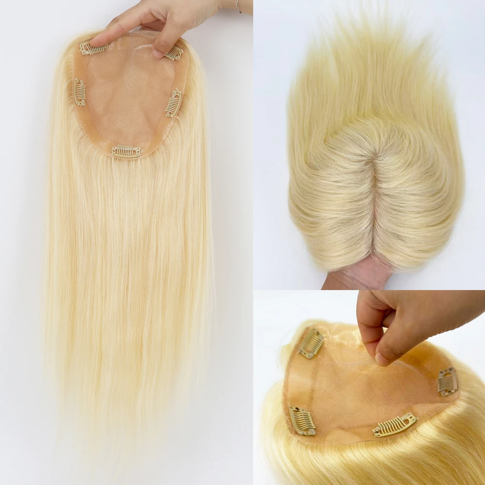 شقراء بيروك الحرير قاعدة توبر ريمي الشعر البشري سيليكون فروة الرأس الشعر المستعار للنساء لتقوم بها بنفسك اللون 150% كثافة سميكة غرامة هيربيسي