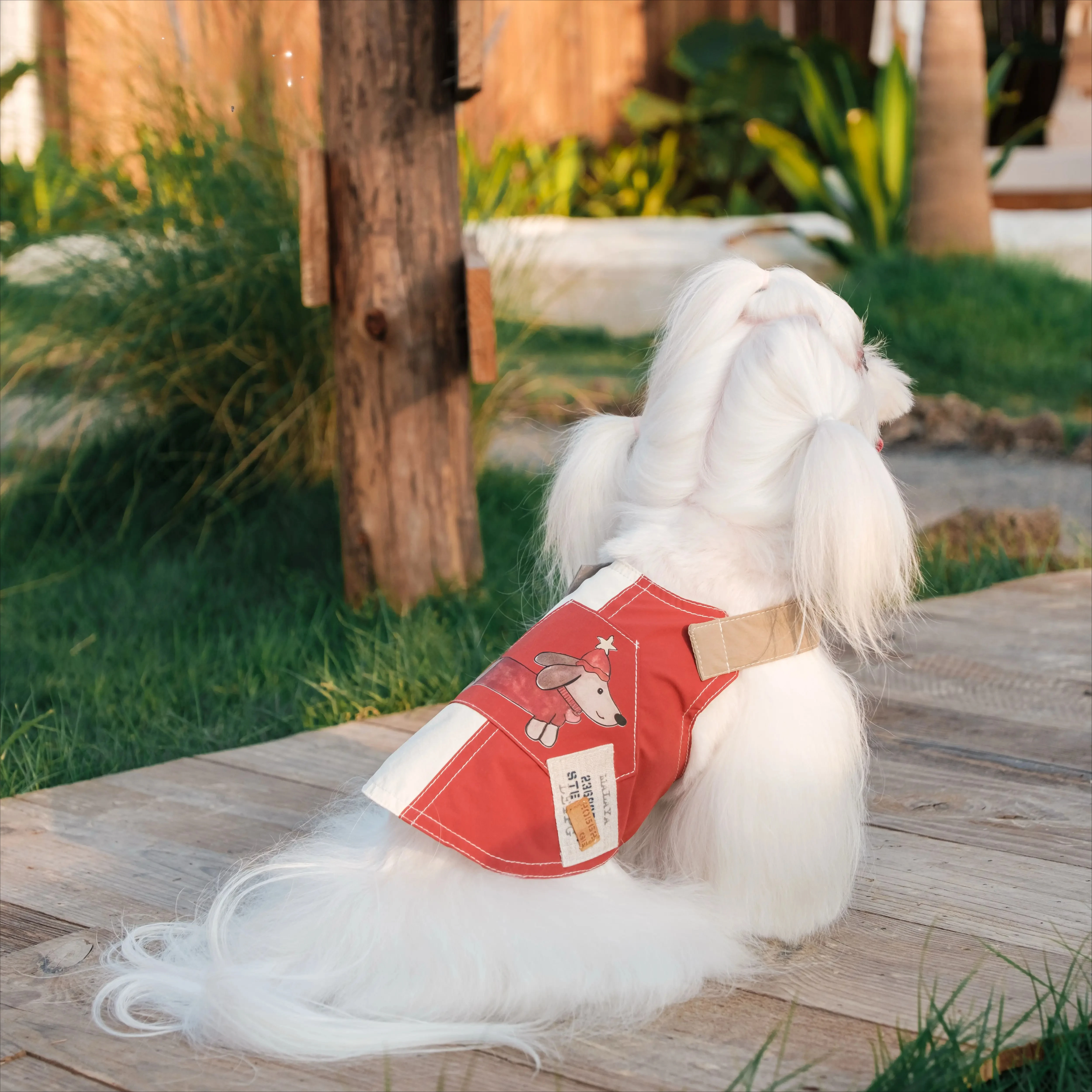 

Summer Puppy Dog Outerdoor Vest Outfits Fashion Cartoon Print Pink Red Blue Splicing Color Vest For Small Medium Dog Pet Clothes