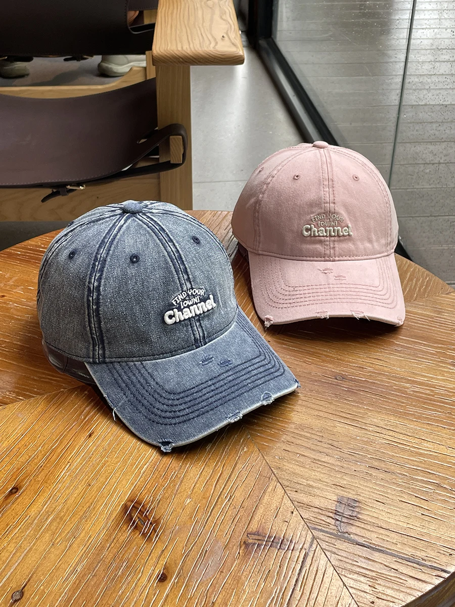 

Vintage Denim Duckbill Cap Couple Style Embroidered Baseball Cap for Men