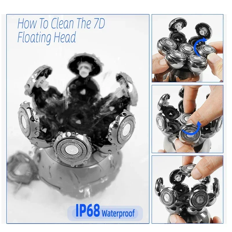 Mens 7 Blade Razor Replacement Shaving Heads Floating Washable Electric 7D Shavers Trimmers Kit Cutter Blades image 5
