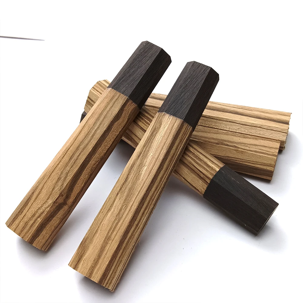 1piece Zebrawood Octagonal Knife Handle for DIY Semi-finished Damascus Knife Handle Material Kitchen Knife Handle Length 116mm