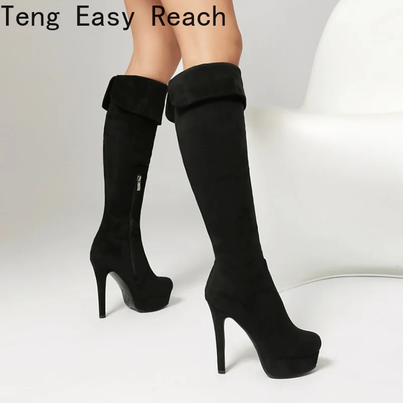 

2026 Autumn/Winter New Fashion Sexy Elastic Boots - Round Top Thick Soles High Heels - Sizes 33 - 46