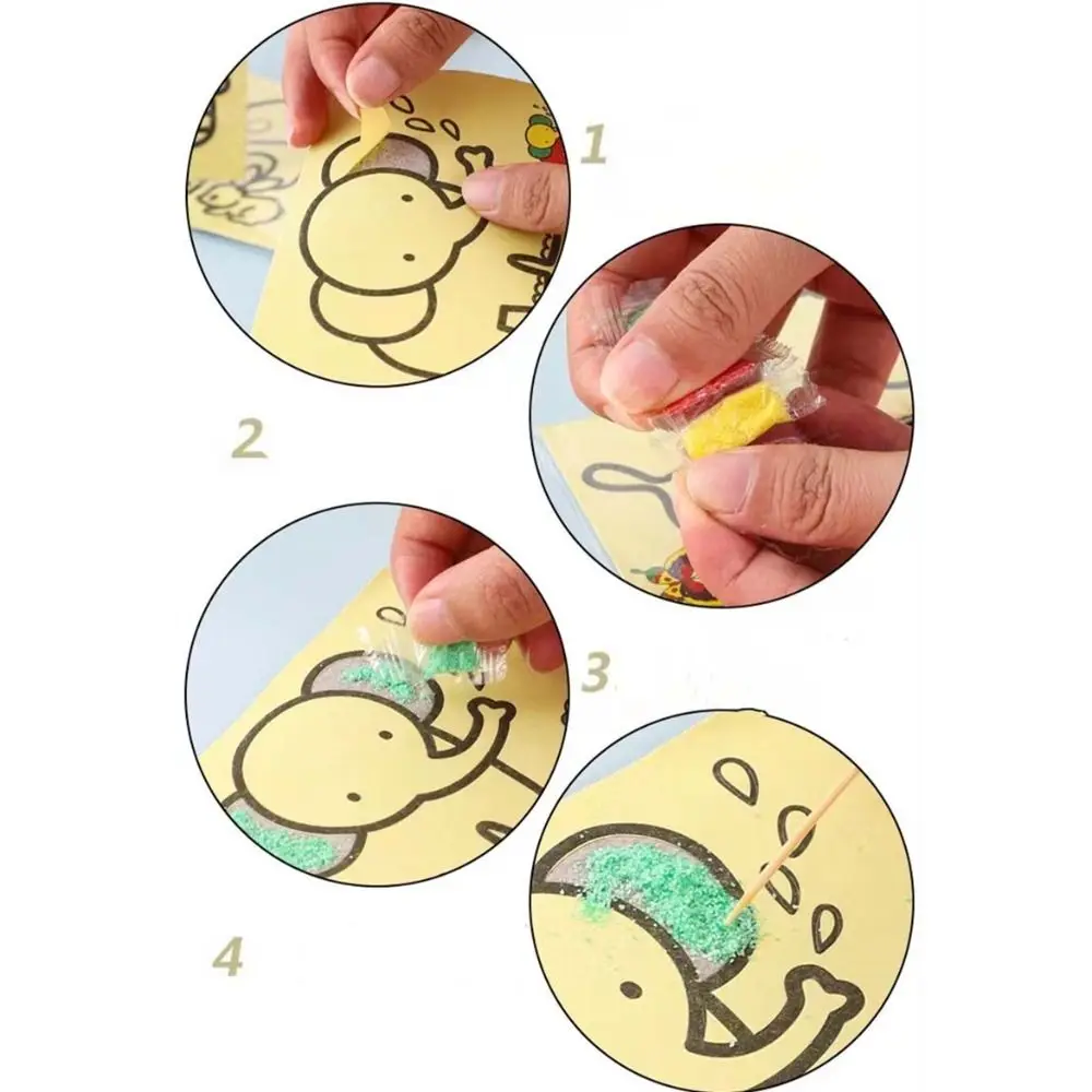 فرشاة فنية للرسم الرملي مجموعة اللوحة الورقية الكتابة على الجدران كتب التلوين للأطفال الرمال الفن الحرف اليدوية صورة رسم التلوين #1