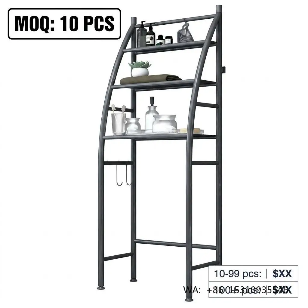 3-Tier Polygon Shape Freestanding Eco-Friendly Modern Galvanized Iron Storage Rack White Black Multifunction Detachable Design