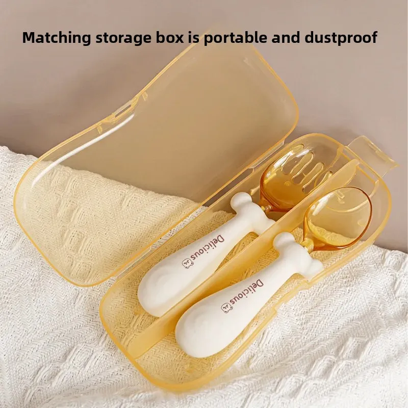 赤ちゃん用トレーニングスプーンとフォークセット、自己給餌用、柔軟なベビー食器、1歳以上の子供用、ベビー食事用アクセサリー