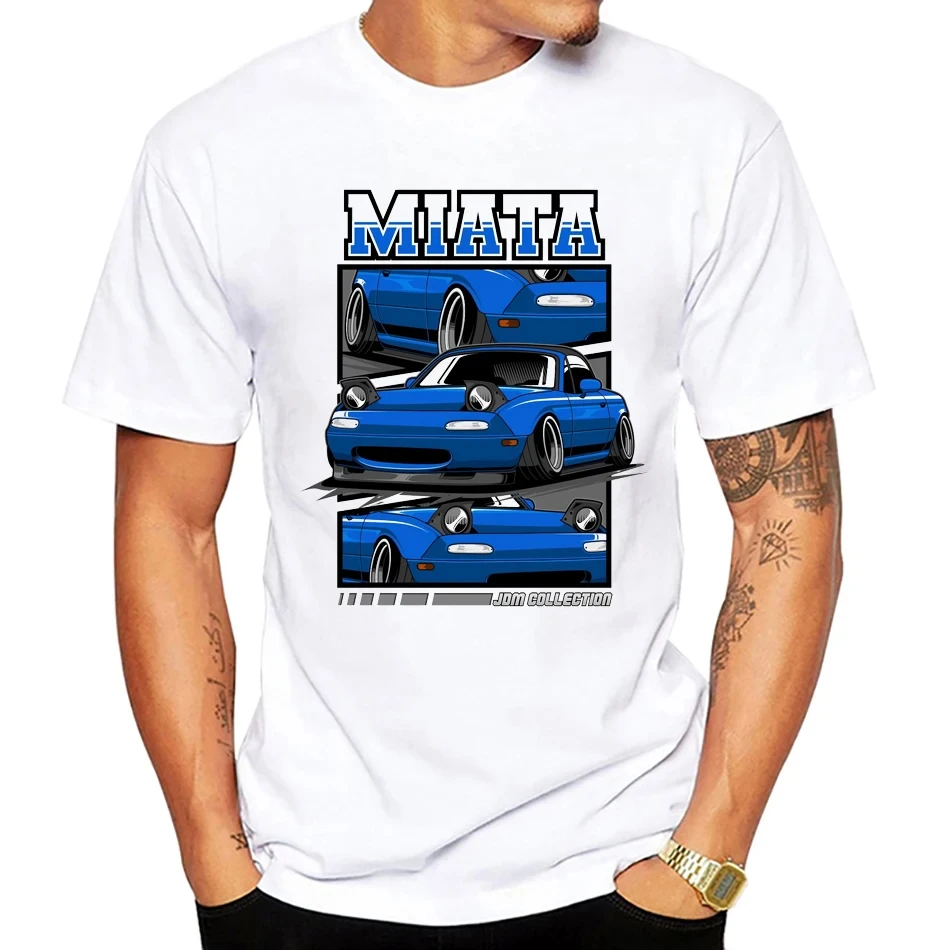 

Summer Streetwear Race cars Lover TShirts Novelty Design blue miata na6 mx5 jdm car Sport Car Printed Casual Hip Hop T-Shirt Top