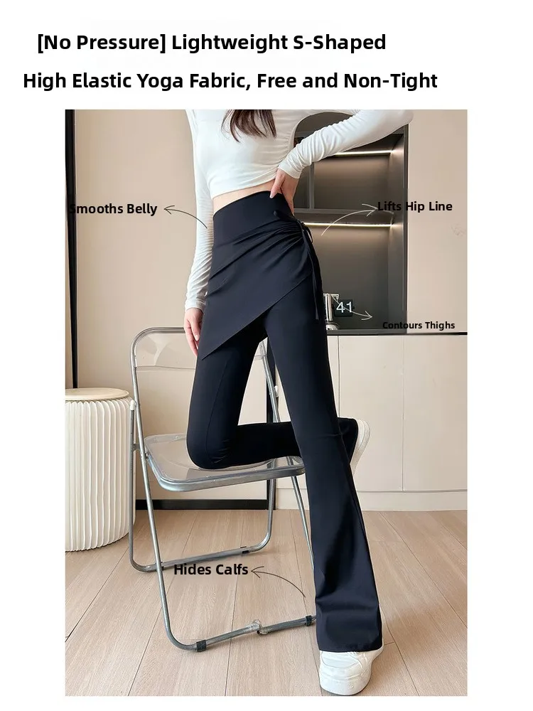 Pantaloni da yoga a vita alta Pantaloni da allenamento fitn micro svasati da donna Pilates Esercizio sportivo Pantaloni casual Fibra di poliestere