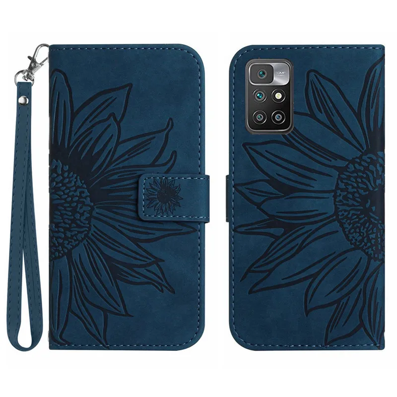 Sun Flower Flip Cover Case on For Xiaomi Redmi 10C 10A 10 11 Prime 5G Redmi10 2022 Redmi10C Leather Cases Pattern Phone Shell