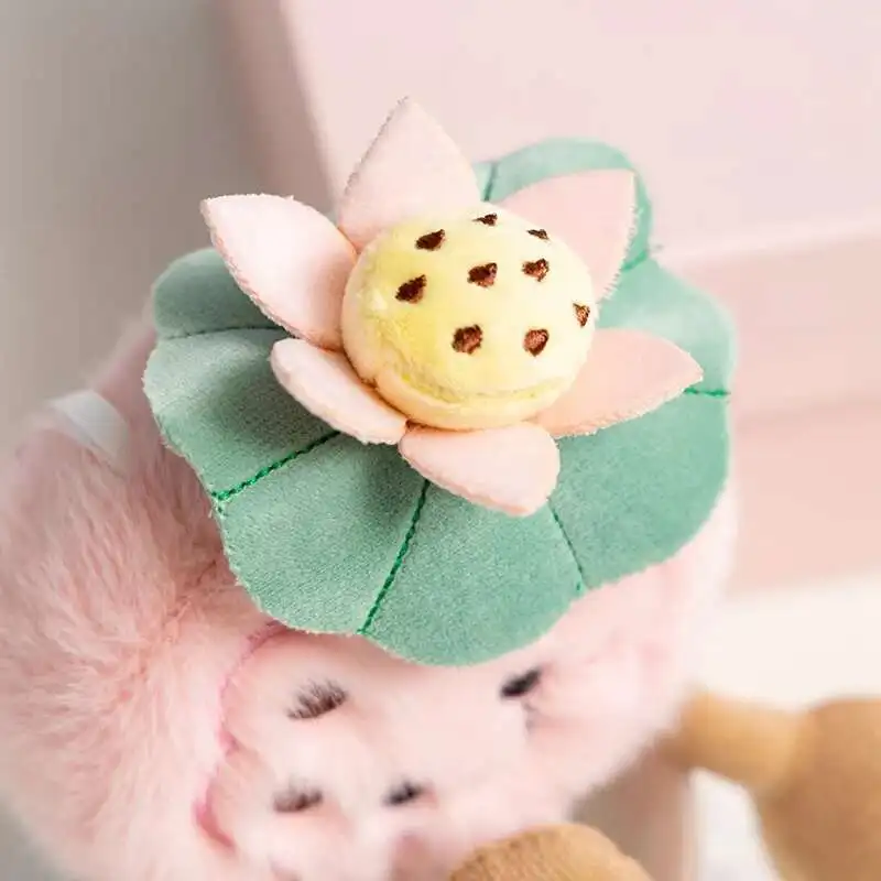Kawaii 11CM dibujos animados simulación Anime Lotus postre pastel muñeco de peluche planta encantadora galleta colgante muñecas hechas a mano mochila regalos