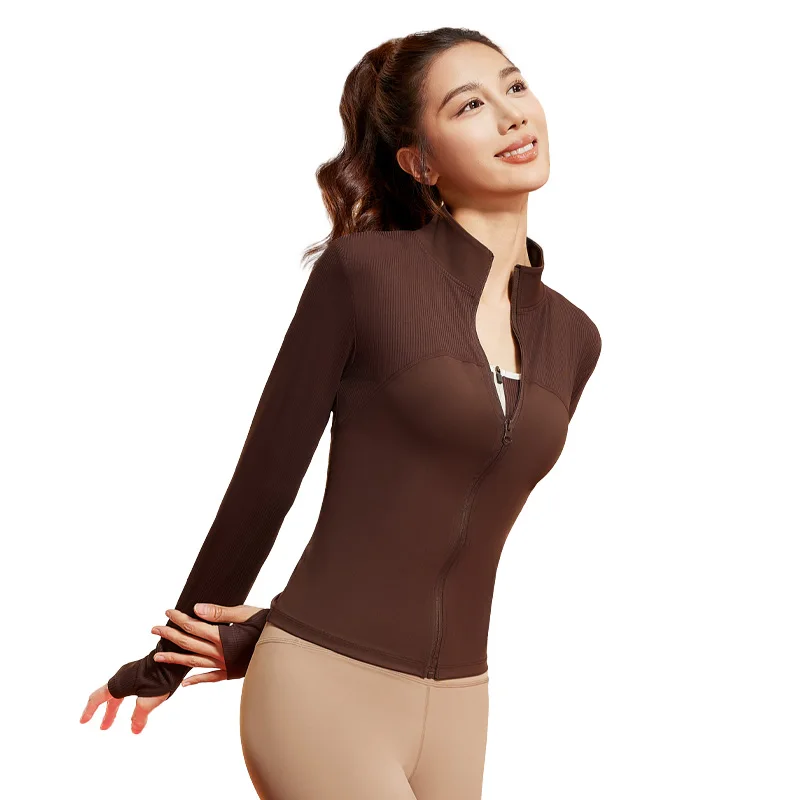 

Gym Quick Drying Sports Coat Women Tight Top Yoga Training Jacket Long Sleeve Zipper Jacket Workout Running Fitness Women Jacket