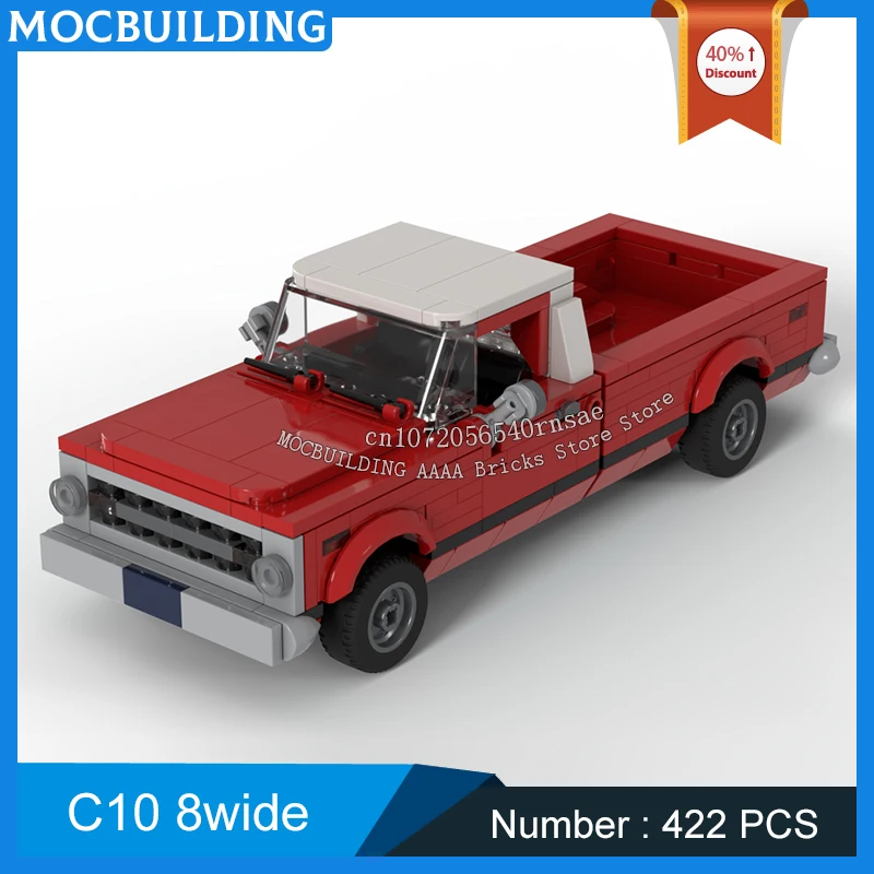 

MOC Building Blocks City Famous Vehicle Pickup Truck Model DIY Assemble Bricks Creative 8wide Car Toys Collection Display Gifts