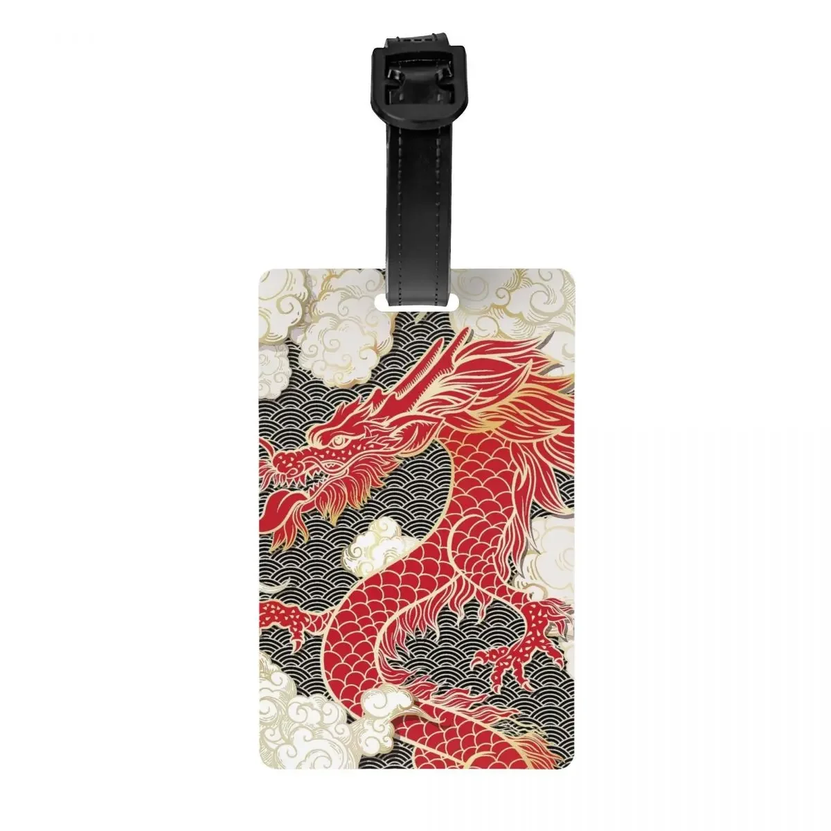 Custom  Red Dragon Totem Pattern Luggage Tag for Suitcases Tradition Asian Style Baggage Tags Privacy Cover Name ID Card