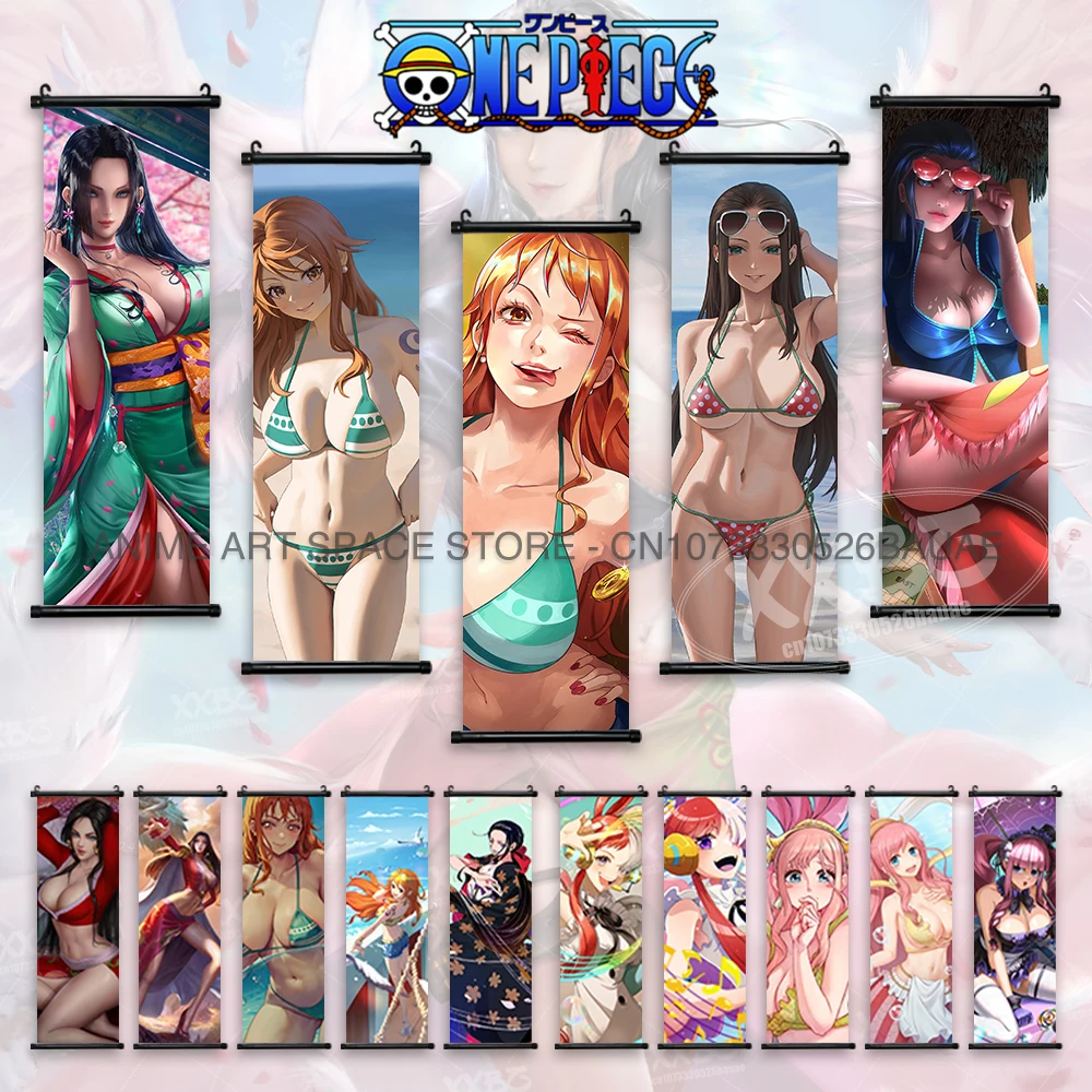 

ONE PIECE Hanging Paintings Nami Anime Figures Poster Nico Robin Scrolls Picture Home Decor Canvas Kawaii Boa Hancock Wall Art