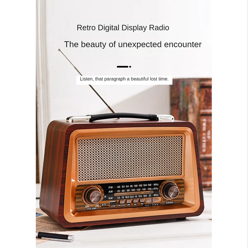 

Top-Rated Radio HIFI Stereo AM/FM Radio Player USB TF AUX MP3,Yellow Wood Color