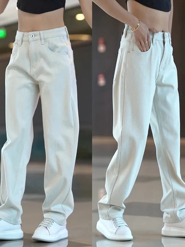 

Мужские джинсы Cleanfit с высокой талией, широкими штанинами, белые, свободного кроя, прямые, с эффектом похудения, слегка расклешенные, весна-лето, повседневные