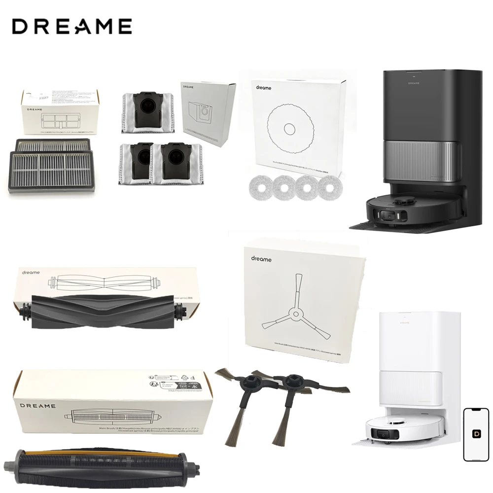Original Dreame L40s Ultra AE/L40s Ultra CE Accessories Side Brush,Rubber Main/Hair Cut Brush,Filter,Mop,Dust Bags Spare Parts