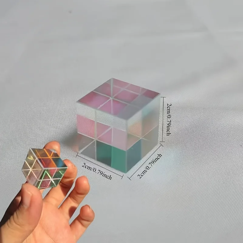 مكعب X-Cube الزجاجي البصري بلونين: منشور مقسم شعاع RGB، هدية تعليمية، فيزياء الفصول الدراسية