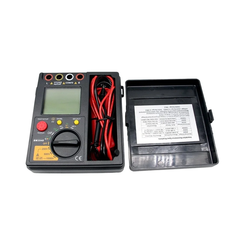 BM3548 Digital Insulation Resistance Tester with 250V 500V 1000V Test Voltages and Multimeter Functions for Electricians