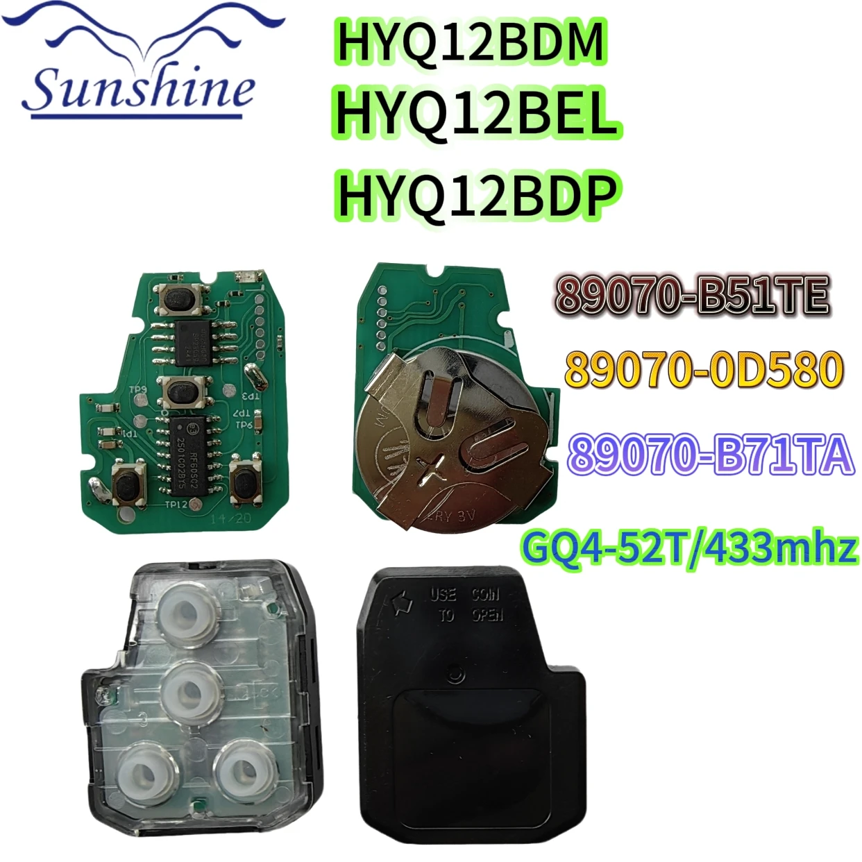 

Дистанционный ключ Sunshine для Toyota Camry 2012-2017, совместимый с HYQ12BDM/HYQ12BEL/HYQ12BDP/GQ4-52T/89070-52D70/B51TE/B71TA/0D580