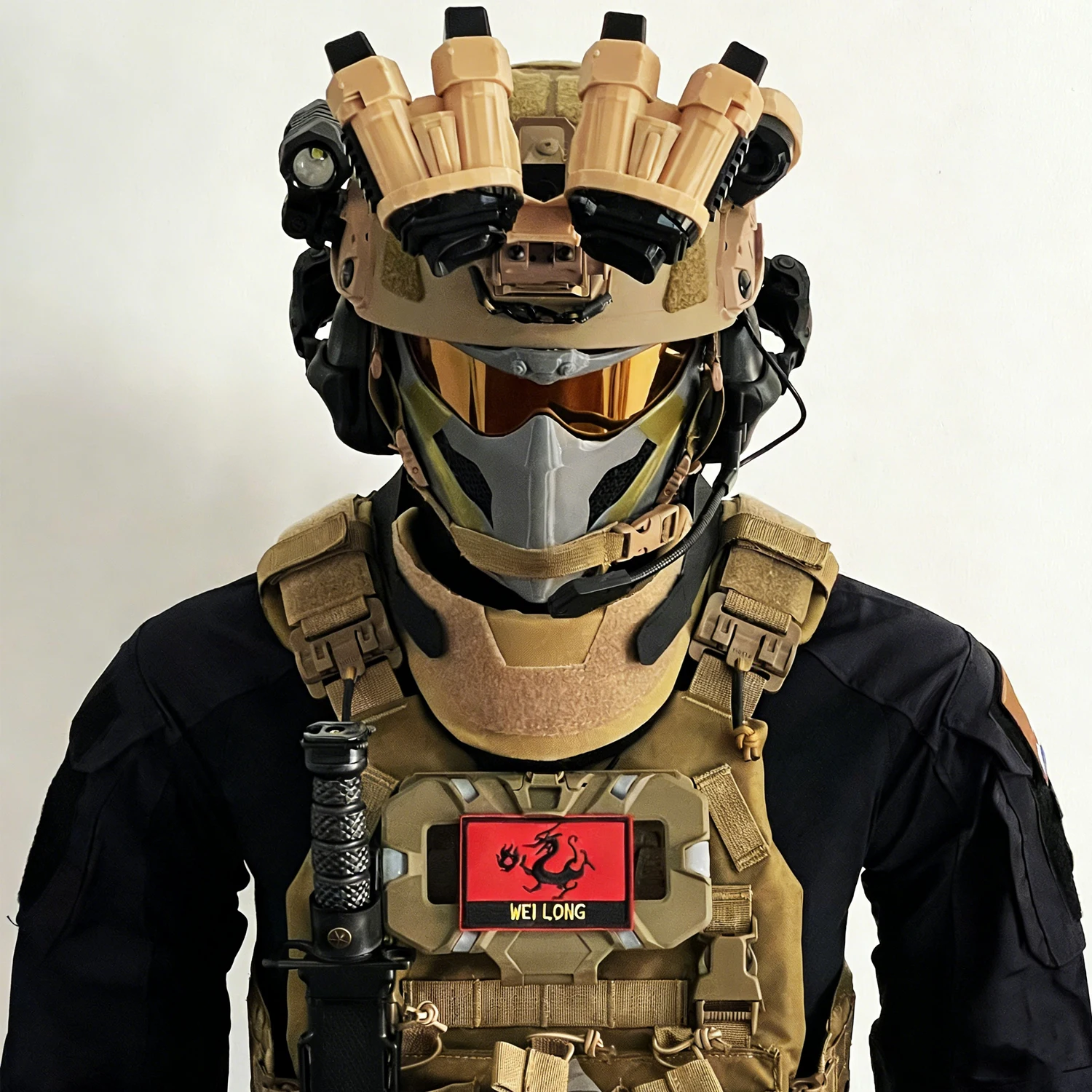 Delta Force Full Helmet Dragon Mask Set with Night Vision Goggles Model Tactical Helmet Set for Delta Operation Game Cosplay