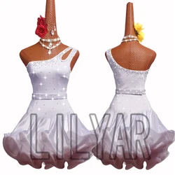 Latin Dance Skirt Latin Skirt Competition Costume Performance Costume Practice Skirt Customized Adult and Children's Female Whit