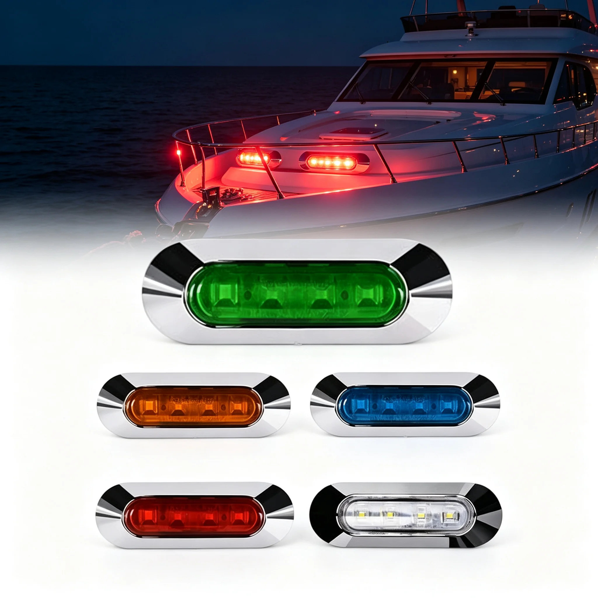 LED Marine Boat Navigation Lamp Car Yacht Warning Light 4LED 12-24V Boat Marine Signal Lamp Side Marker Transom Lights