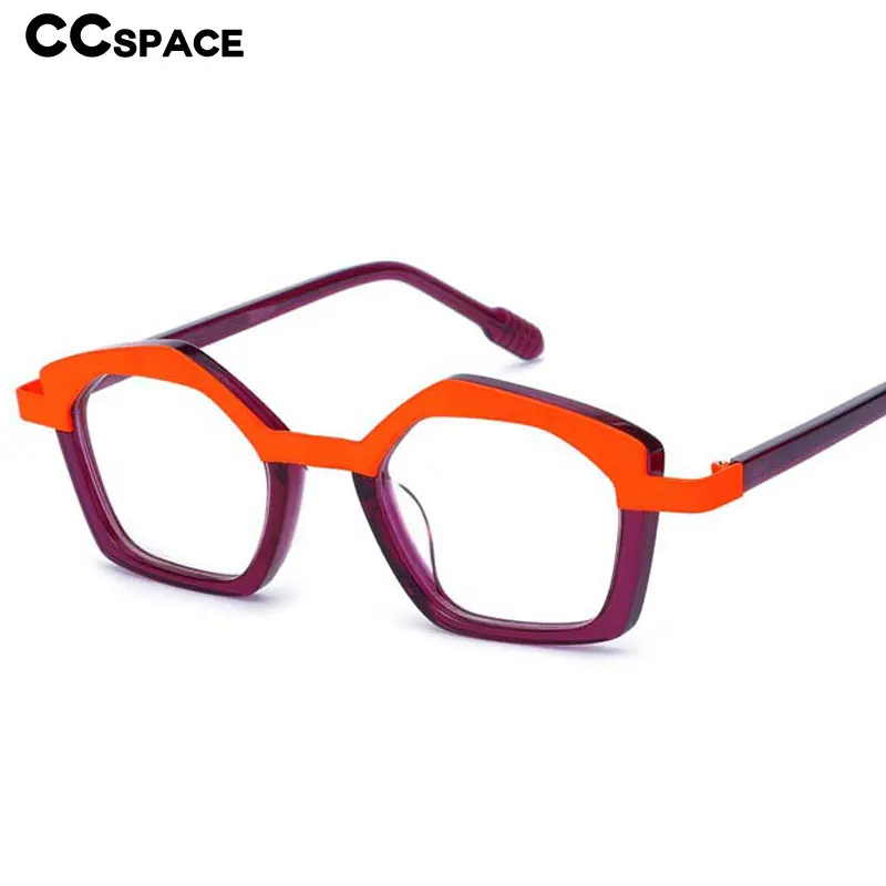 

55086 New Cat Eye Acetate Metal Mixed Small Frame Personalized Irregular Optical Glasses Frame Decorative Spectacle Gafas