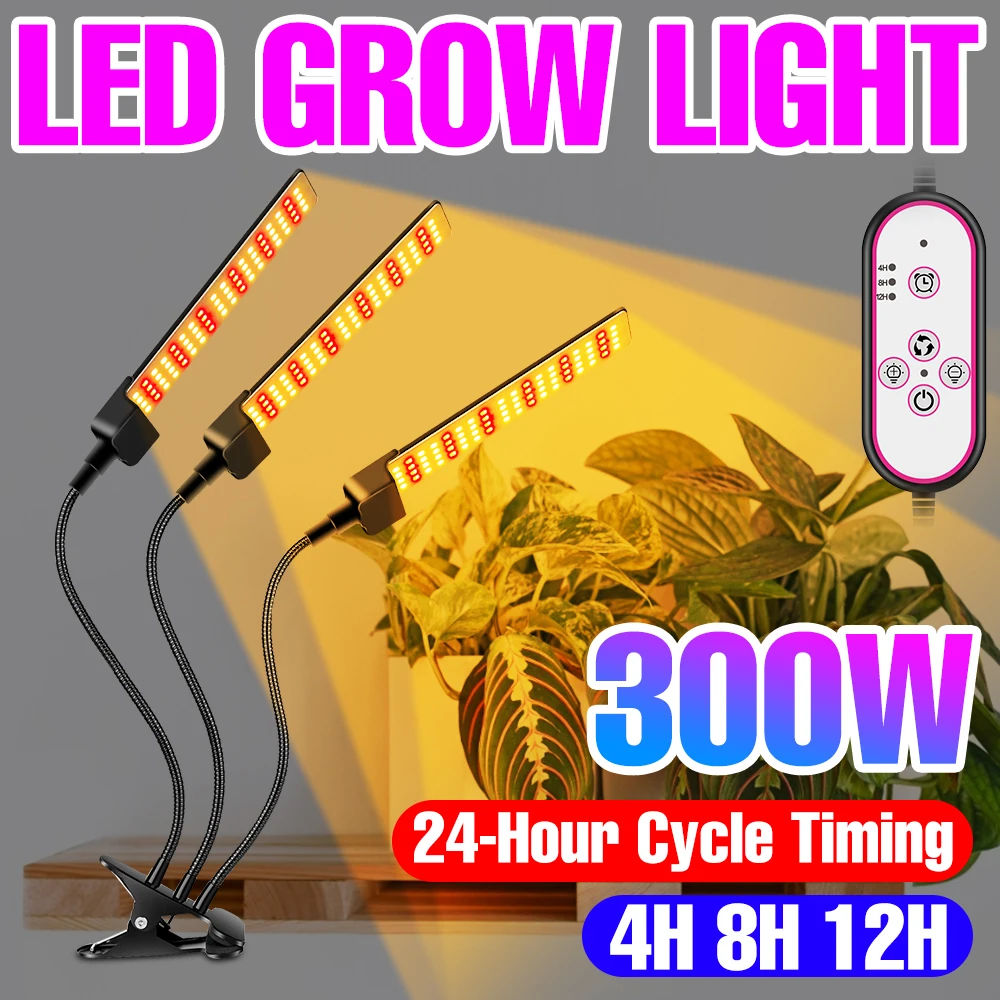 

LED Plant Light Grow Phyto Lamp Full Spectrum Greenhouse Clip Hydroponics Lights Indoor Flower Seedling Tent Box Timing Dimmable