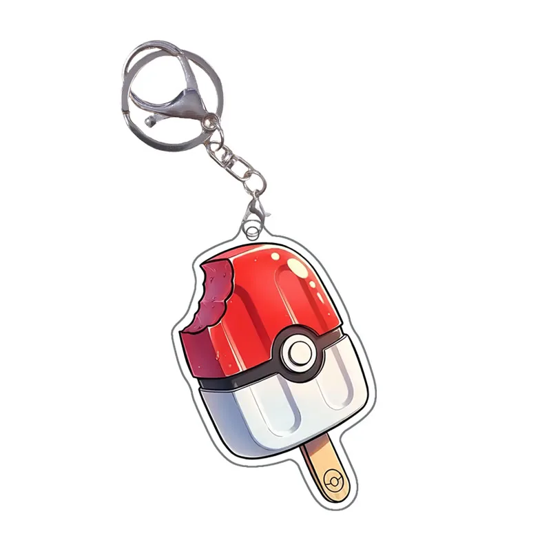 Auto-feito pokemon charmander qikachu squirtle eevee gengar transformando em sorvete bonito dos desenhos animados anime chaveiro saco pingente