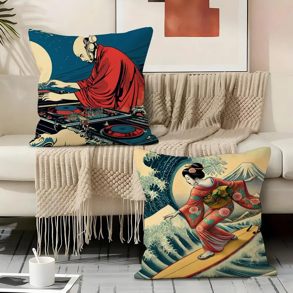 Marine Day Pillow Case Linen Pillow Covers Cover For Couch Living Room Bench Patio Floor Linen Home Decor