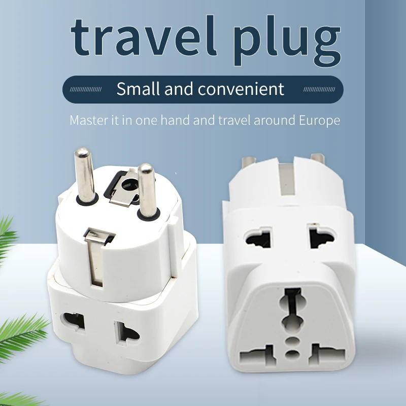 Copper Core European Standard 4.8mm Round Foot Travel Adapter Multi-functional US France UK Lightweight Convenient 1in2 Plug