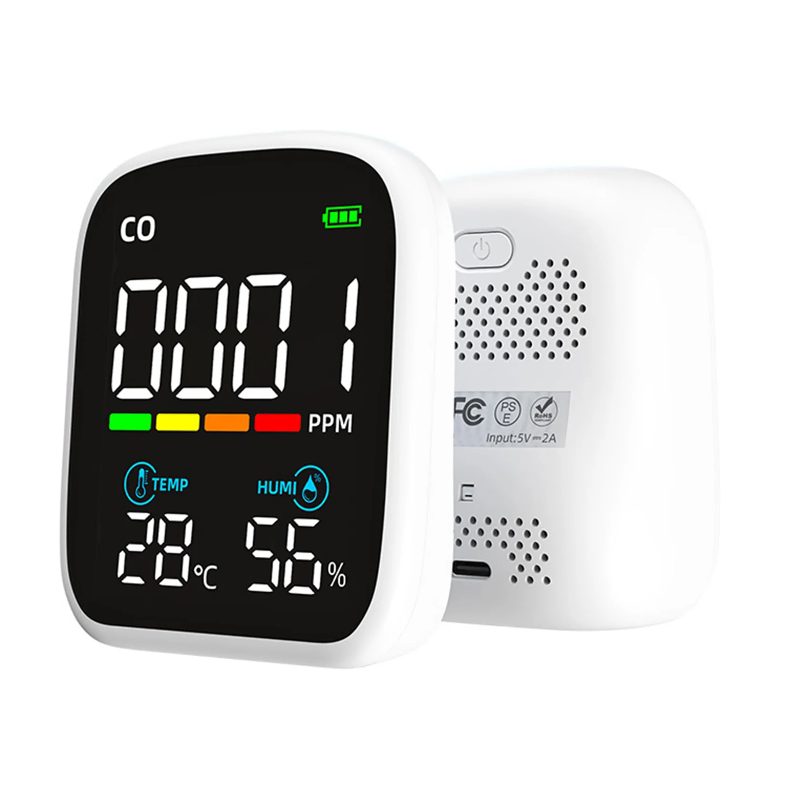 Portable Co Gas Detecor with Display and Alarmer Multifunctional Thermometer Hygrometer Air Quality Carbon Monoxide Detector