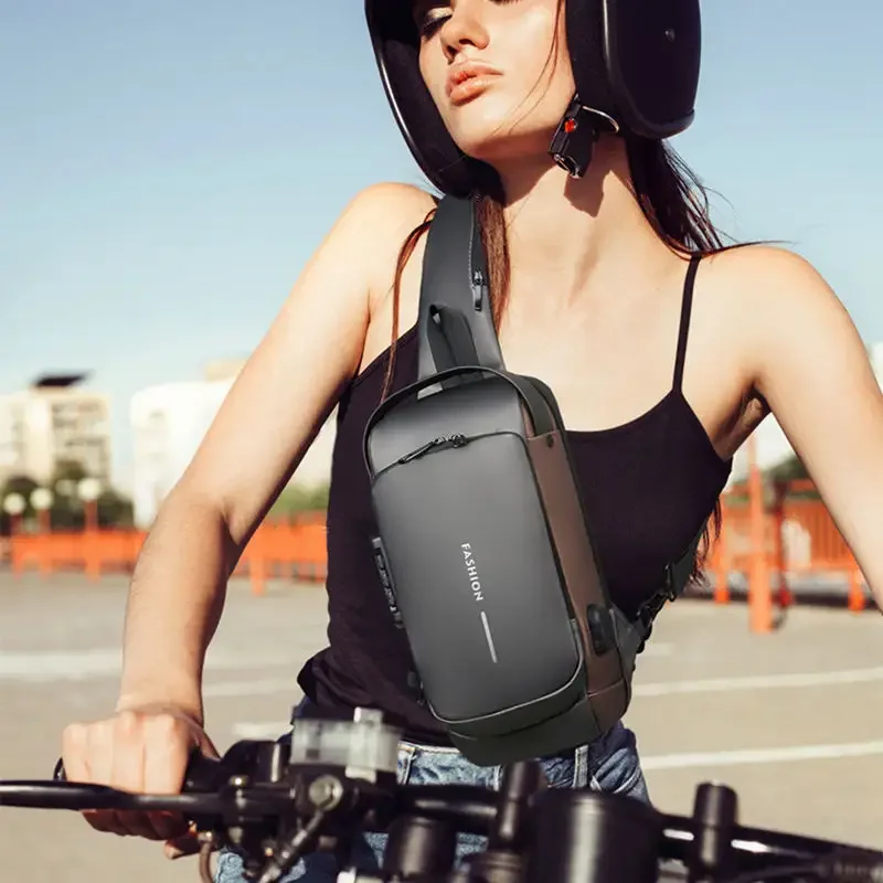 

Waterproof Anti-Theft Chest Bags for Women Men with USB Multi-function Travel Messenger Shoulder CrossBody Sling Chest Bag