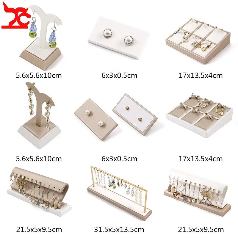 

Dedicated Earring Display Organizer Luxurious Pu Leather Jewelry Display Showcase Prop Exhibitor Counter Ear Stud Display Holder