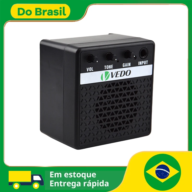 Mini amplificador com alto-falante VEDO 8W com efeitos de som limpo/distorção, interface universal, amplificador para violão