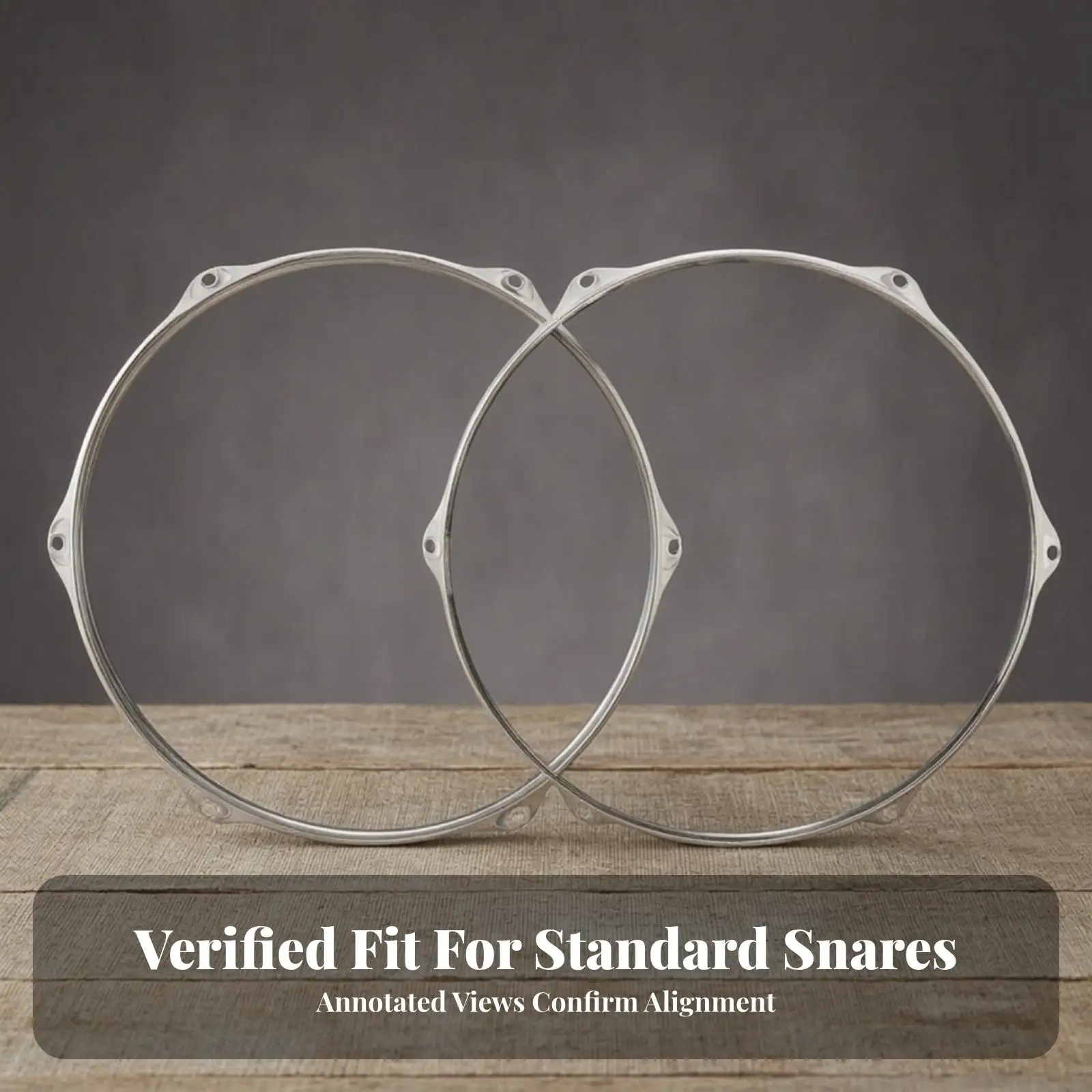 2 Pieces 14-Inch Drum Hoop Smooth Polished Edges, Rigid Circular Construction, Chrome Drum Rim, for Stage