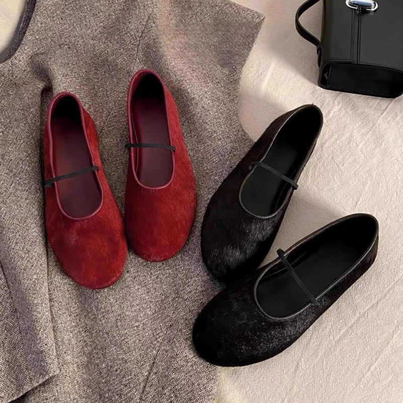 

2025 г., модные весенне-осенние новые туфли на плоской подошве с неглубоким носком, универсальная женская обувь