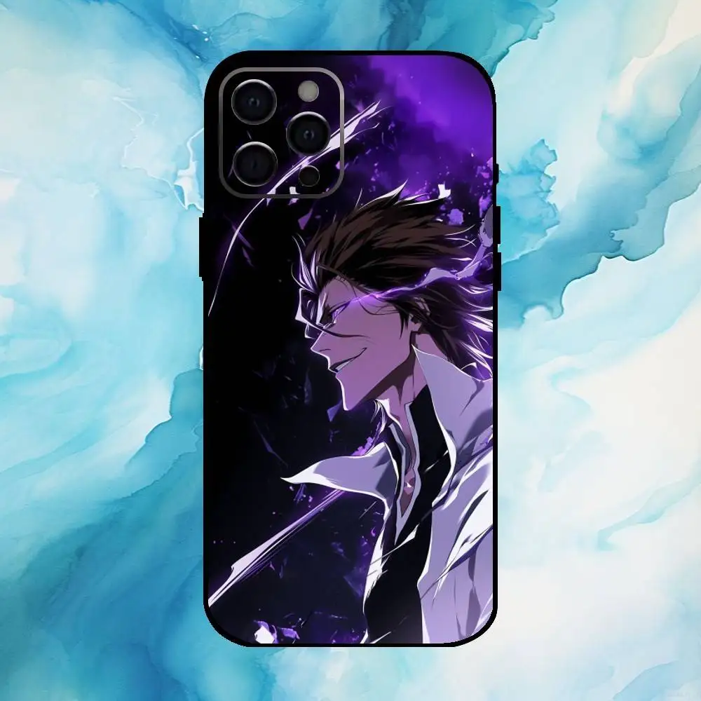 حافظة هاتف B-Bleach Anime Aizen لهاتف iPhone17,16,15,14,13,12,11 Plus، Pro Max غطاء أسود ناعم #4