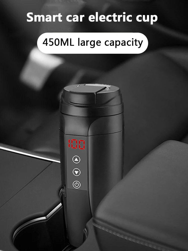 Smart Car Mug 12V 24V Kettle Stainless Steel Home Car Dual Use Electric Heating Temperature Control Coffee Cup