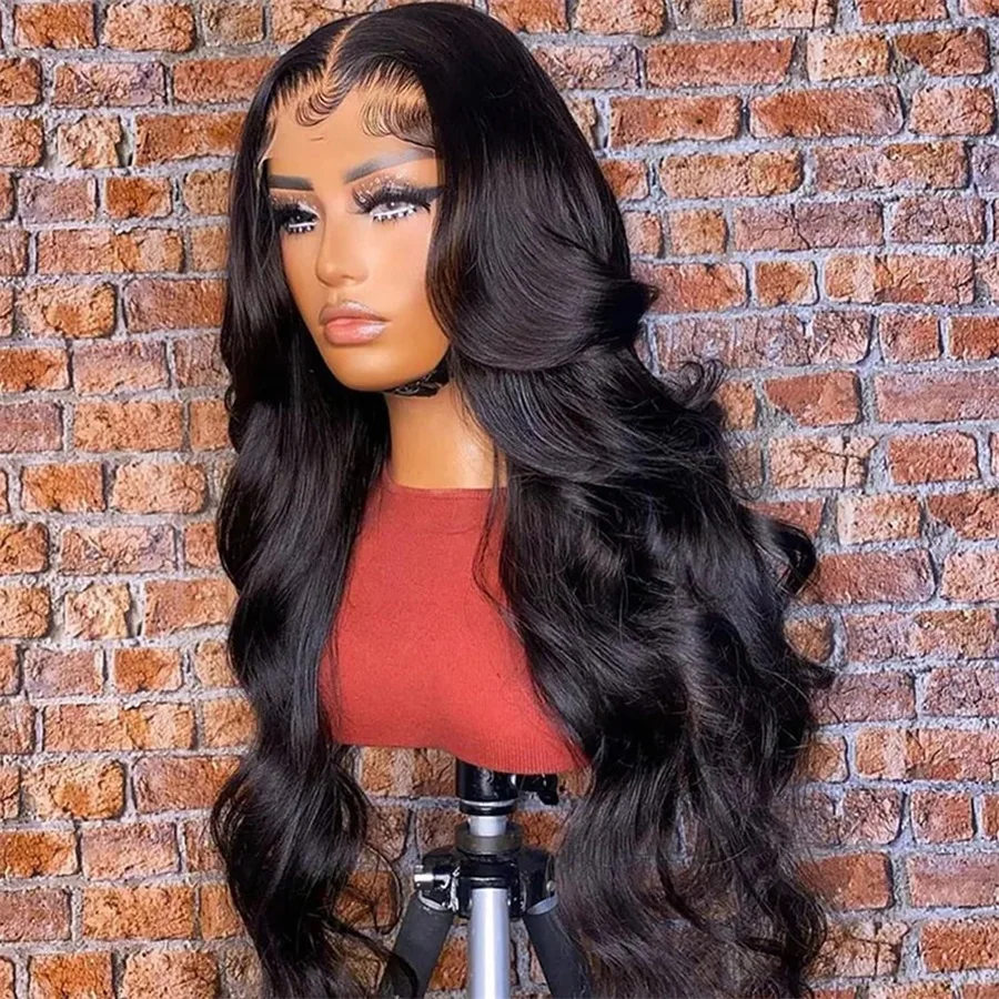 13x6 Body Wave Lace Front Human Hair Wigs 30 36 Inch Pre Plucked Transparent Brazilian 180% HD Remy 13x4 Lace Frontal Wigs Women