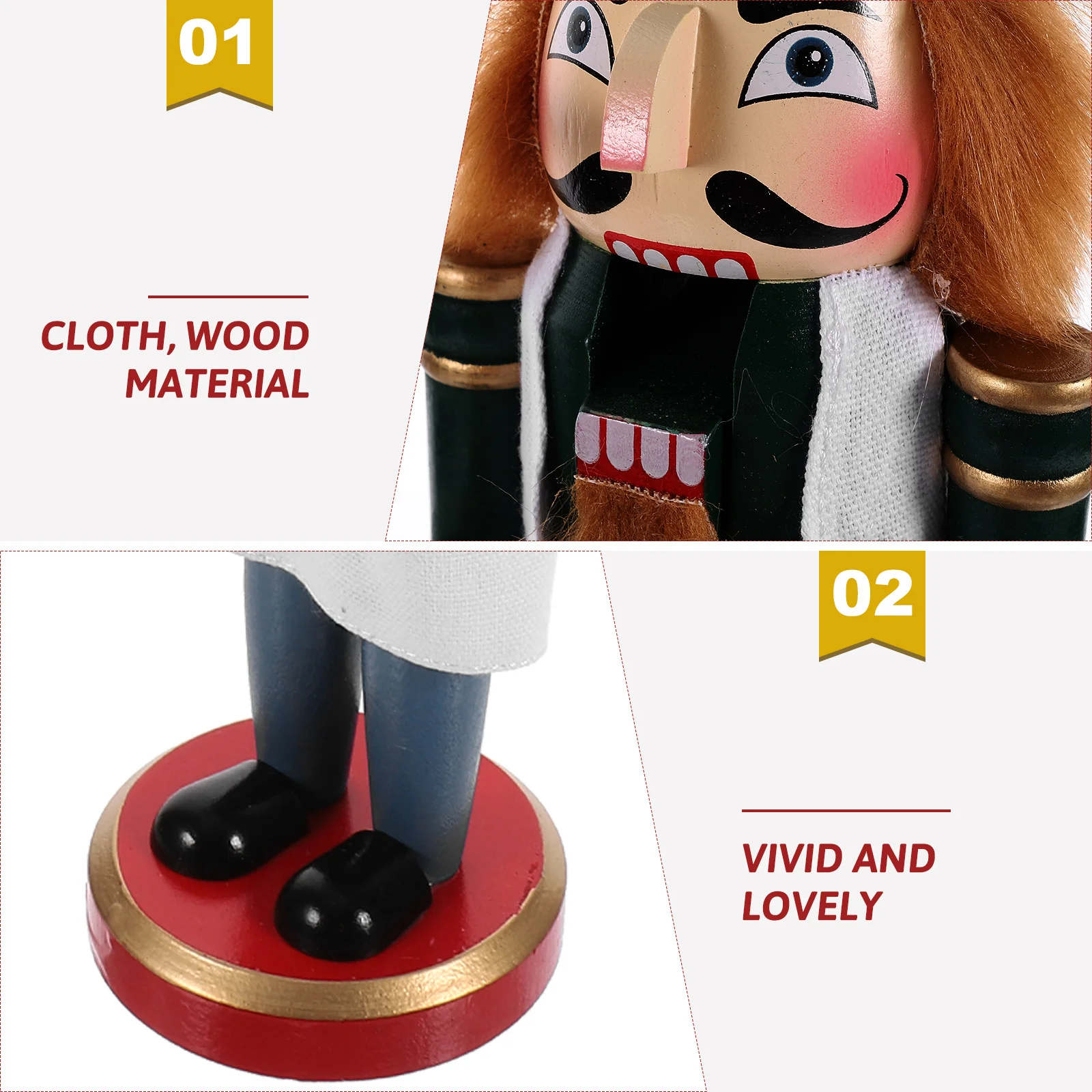 

Wooden Nutcracker Figure Christmas Ornament Desktop Decor Holiday Statues Xmas Party Decoration Small Figures Home Office Car