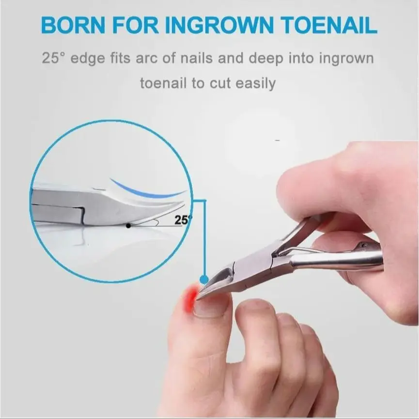 1pc Tagliaunghie professionale per unghie dei piedi Strumento per unghie incarnite Unghie spesse Pelle morta Rimozione dello sporco Taglierina per unghie con lama curva super affilata