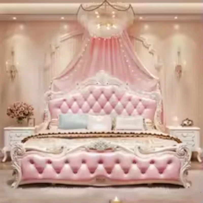 Luxury Household Double Bed Storage Modern Camas De Dormitorio Furniture Home Large Girls Bedrooms Double Bed Board Box Young