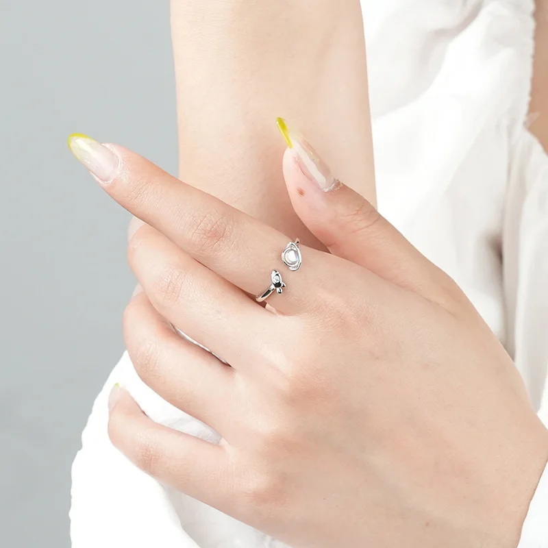 جديد رائجة البيع فضية اللون شخصية كوكب رواد الفضاء التجوال غالاكسي زوجين افتتاح حلقة الحب هدية JZ0183 #4